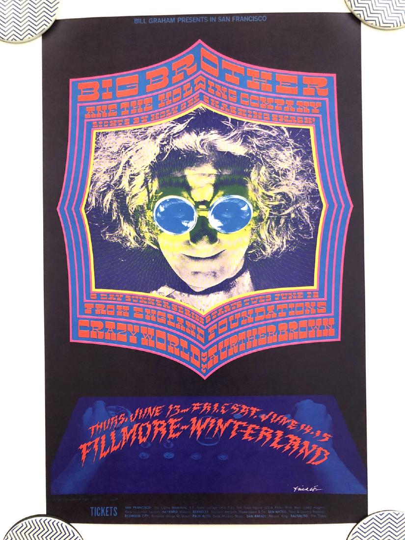 BG124 1st BIG BROTHER: Title: BG124 1st BIG BROTHER Artist: Bob FriedJonathan Julian Printing Date: 1960's Size/Format: FILLMORE SIZE POSTER Additional Info:BG124 1st BIG BROTHEREXPRESSO BEANS: 80CONCERT POSTERS: 95WOLFGANG