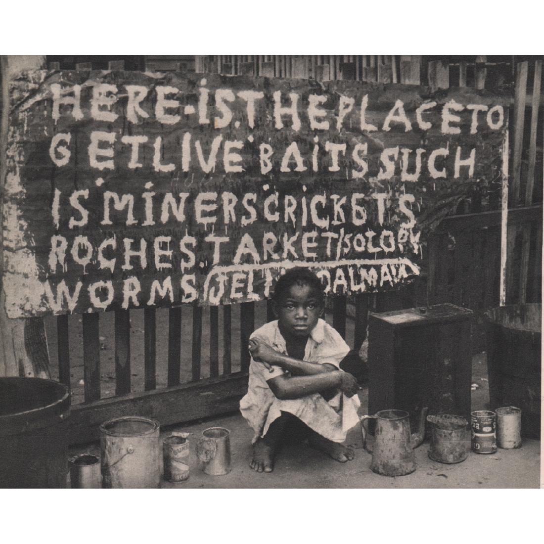 MARGARET BOURKE-WHITE - Selling Crickets, Augusta: Artist: MARGARET BOURKE-WHITE Print Title: Selling Crickets, Augusta Georgia Medium: Sheet-fed Gravure Printing Date: 1930's Printed in the USA Image Size approx: 8 x 6 inches Margaret Bourke-White (1