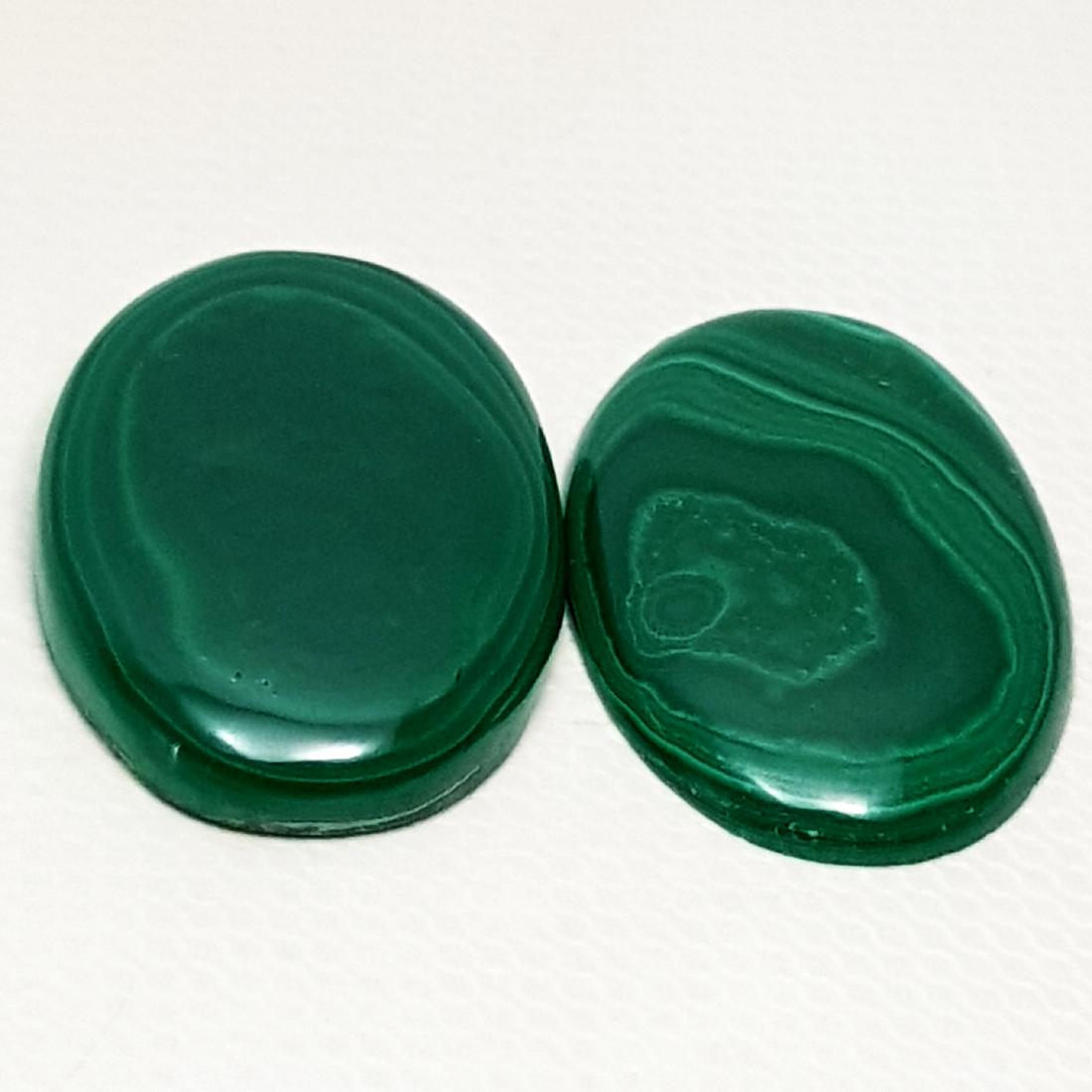 30.40 ct Pair of Natural Malachite: No Reserve! Title: 30.40 ct Pair of Natural Malachite Color/Clarity: Opaque Gemstones: Loosegemstone Carat Weights: $30 Size/Dimensions: 22.85 x 15.00 x 3.10/22.60 x 15.20 x 4.20 Additional Informatio