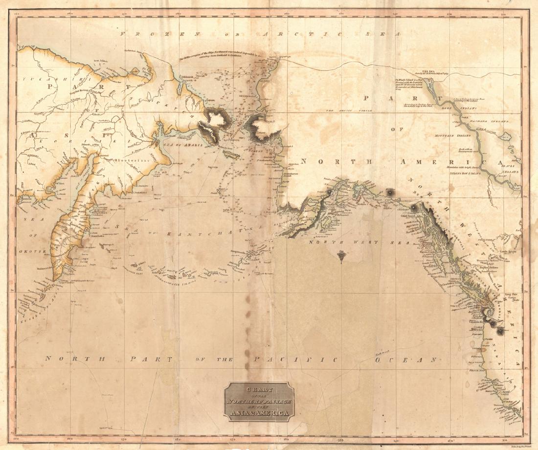 Chart of the Northern Passage Between Asia & America: Title: Chart of the Northern Passage Between Asia & America Publication Date: 1817 Cartographer: THOMSON, JOHN & CO. Publisher: JOHN THOMSON, JUNR. & CO. Size: 19.5Height - 23.3Width [No.56] from Thom