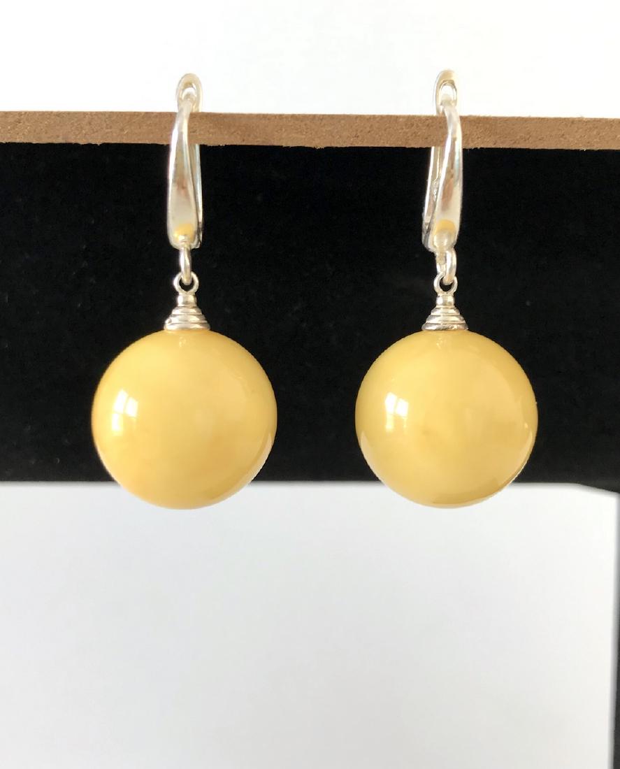 Ag925 earrings Baltic amber balls ø17.8mm (1 of 10)