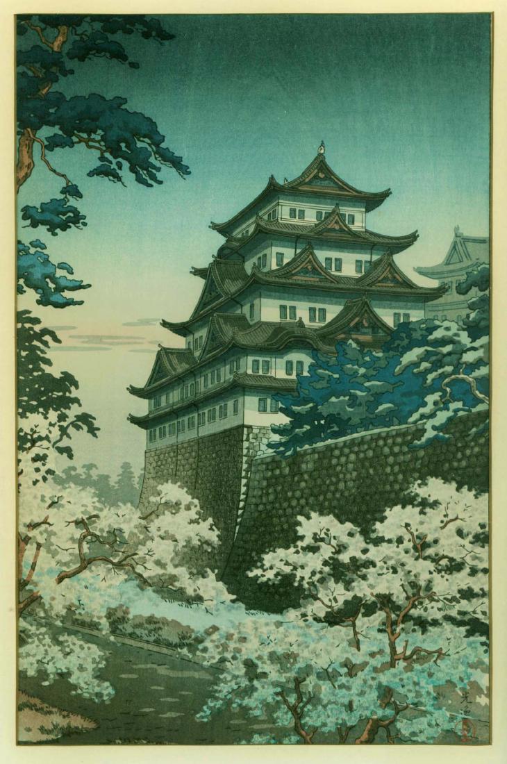 Tsuchiya Koitsu Nagoya Castle: Artist: Tsuchiya Koitsu Title: Nagoya Castle Printing Date: 1937. Collected during Korean War Medium: Japanese woodblock print Size/Format: 15 x 10 inches. Publisher: Doi Hangaten Additional Info: Tsu
