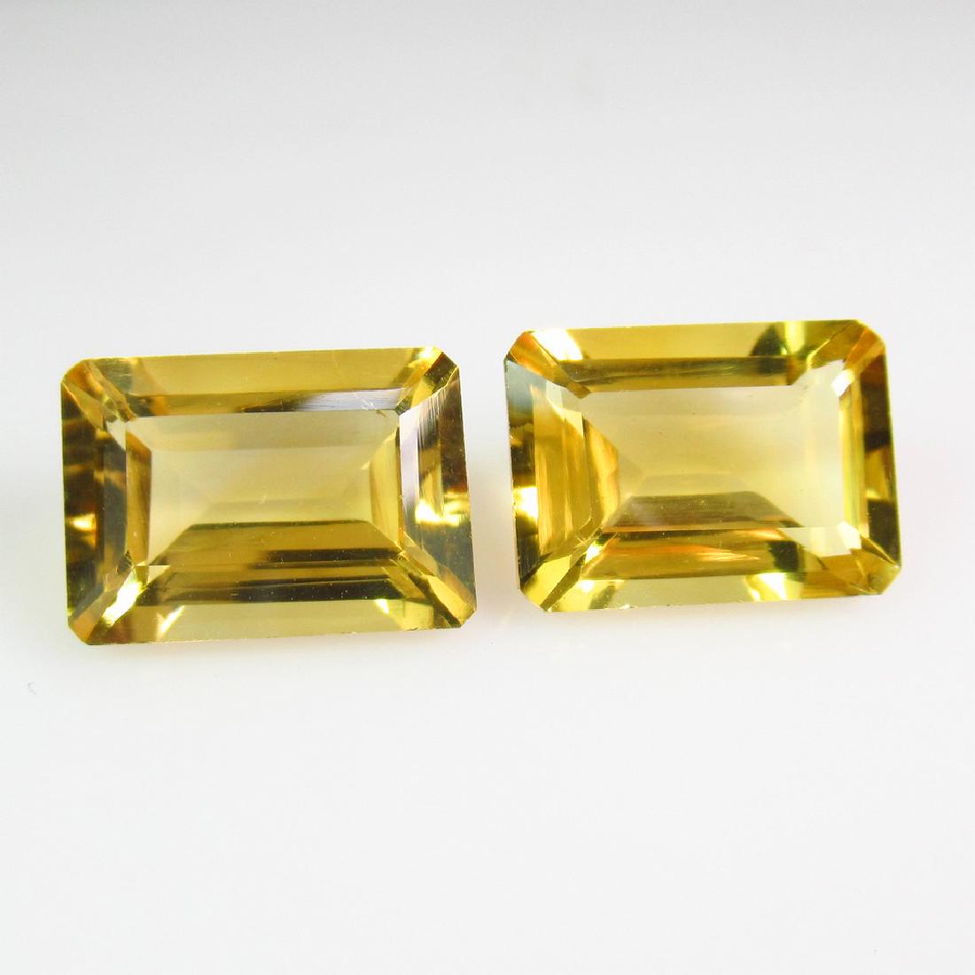 13.99 Ct Genuine Yellow Citrine Emerald Cut Pair (1 of 2)