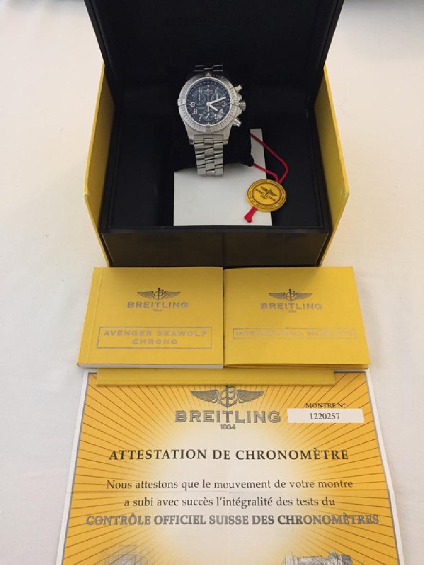 breitling avenger seawolf chronograph: Title: breitling avenger seawolf chronograph Brand: breitling Model: avenger Movement: quartz Case Metal: ss Case Size: 45 with box and papers Reserve: $2,200.00 Shipping: Domestic: Flat-ra