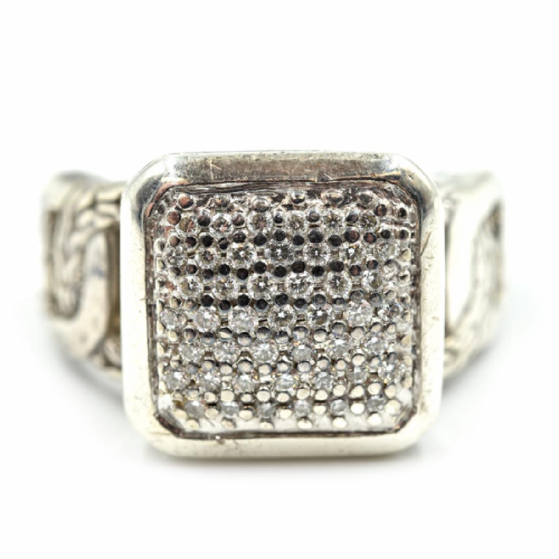 John Hardy Diamond Crossover Band Sterling Silver Ring (1 of 4)