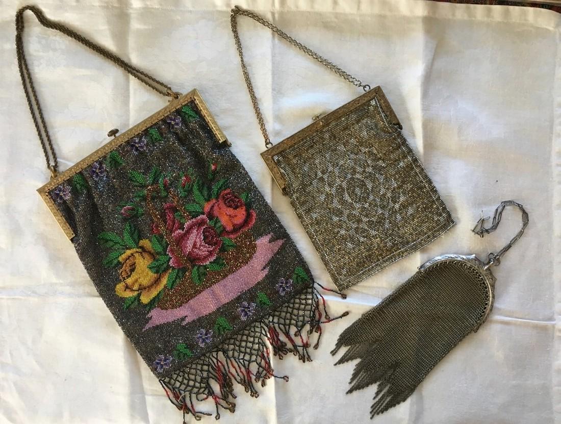 Collection of Three Edwardian Era Evening Bags: Title: Collection of Three Edwardian Era Evening Bags Date/Period: 1900-1920 Dimension: 7x3;5x6;7x9 Provenance:Two Beaded and One Mesh Shipping: Domestic: Flat-rate of $15.00 to anywhere within the co