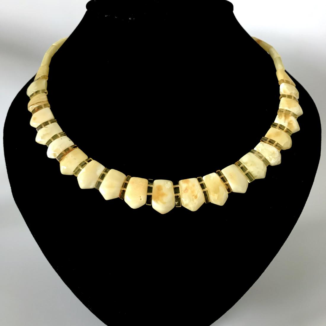 Cut white baltic amber necklace collar (1 of 9)