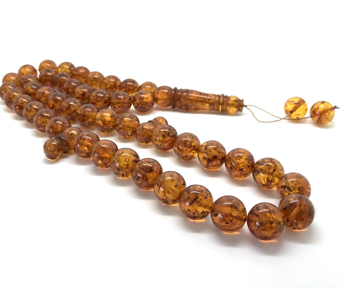 Amber tesbih prayer beads in cognac colour (1 of 6)