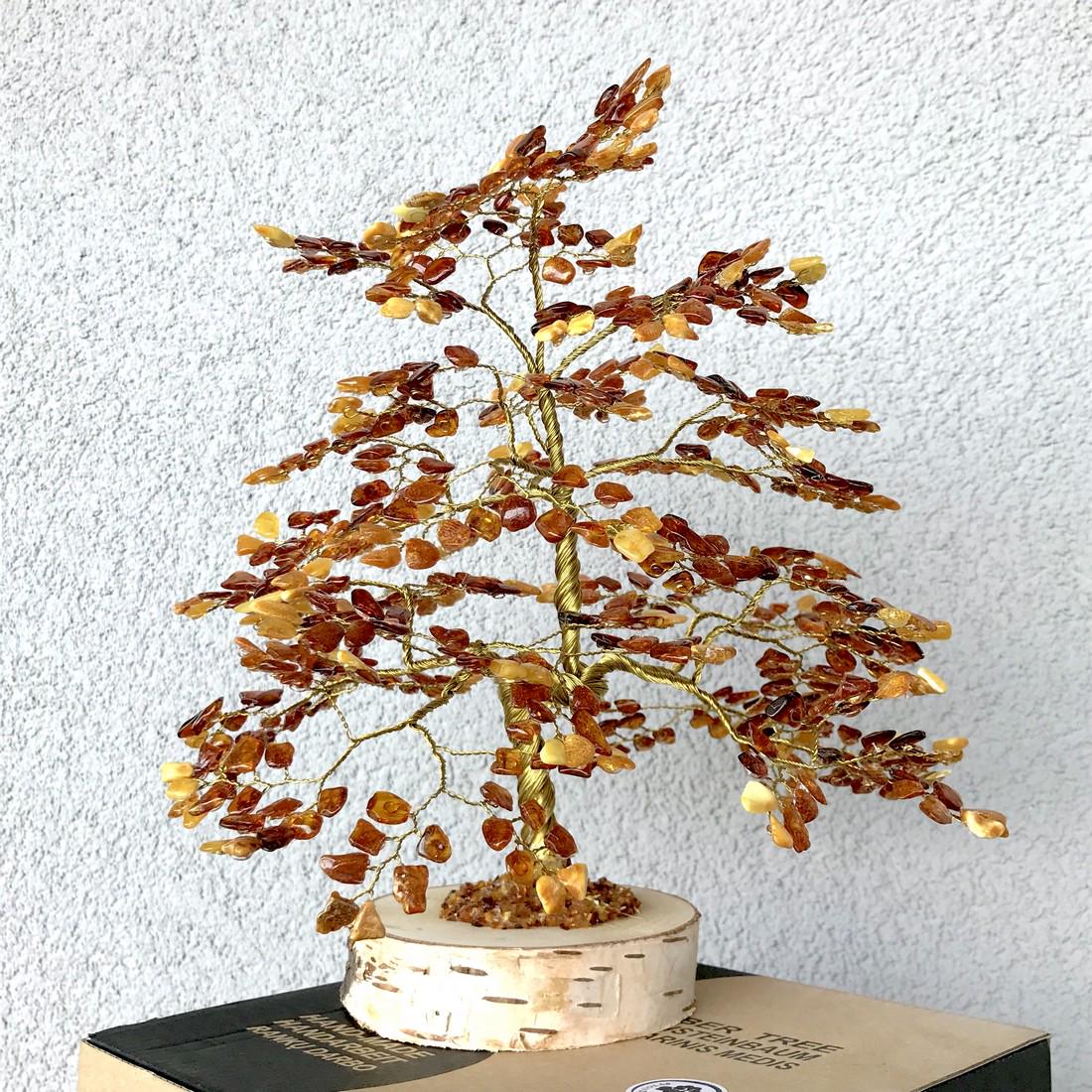 Handicrafted Amber tree luck bonsai oak shaped (1 of 7)
