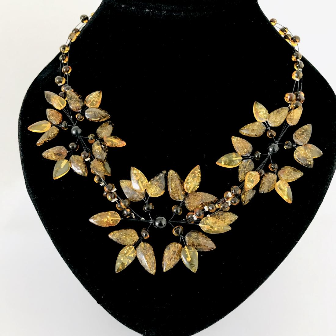 Splendid carved Baltic amber floral necklace (1 of 6)
