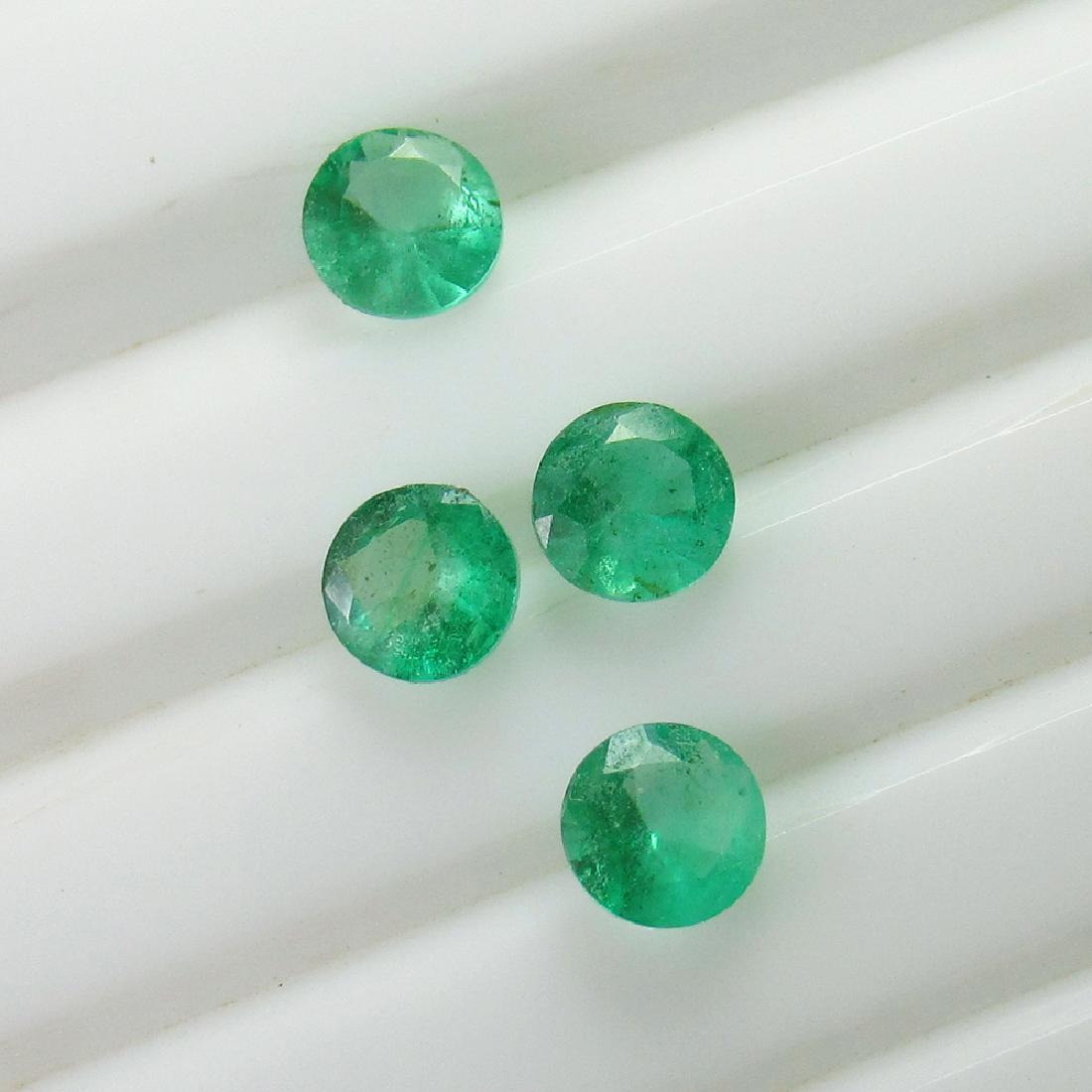 1.12 Ct Genuine 4 Zambian Emerald Round Set (1 of 2)