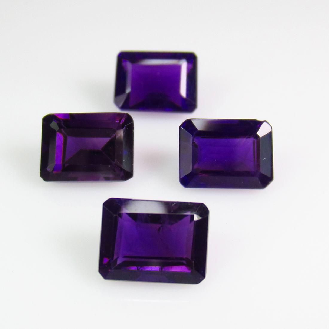 6.38 Ct Genuine 4 Purple Amethyst Emerald Cut Set (1 of 2)