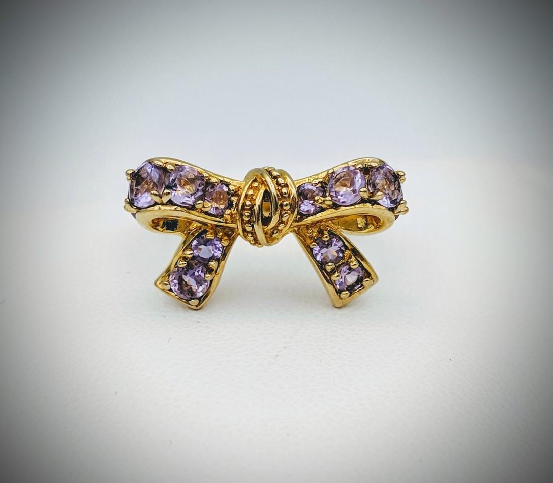 Decorated Bow Ring w Amethyst Sz 7 (1 of 4)
