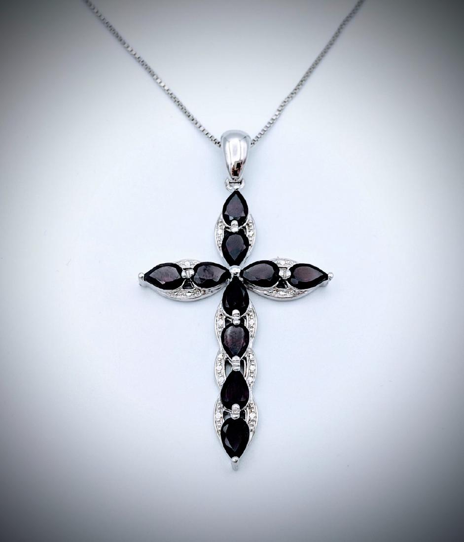 Italian Necklace w Almandine Garnet Cross Pendant (1 of 5)