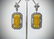 Sterling Silver Engraved Yellow Jadeite Earrings w CZs