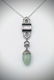 Sterling Silver Necklace & Jade Pendant w CZs & Black