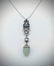 Sterling Silver Necklace & Jade Pendant w CZs & Black - 3
