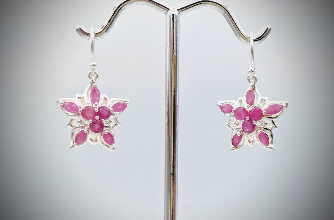 Sterling Silver Raw Ruby Earrings (1 of 4)