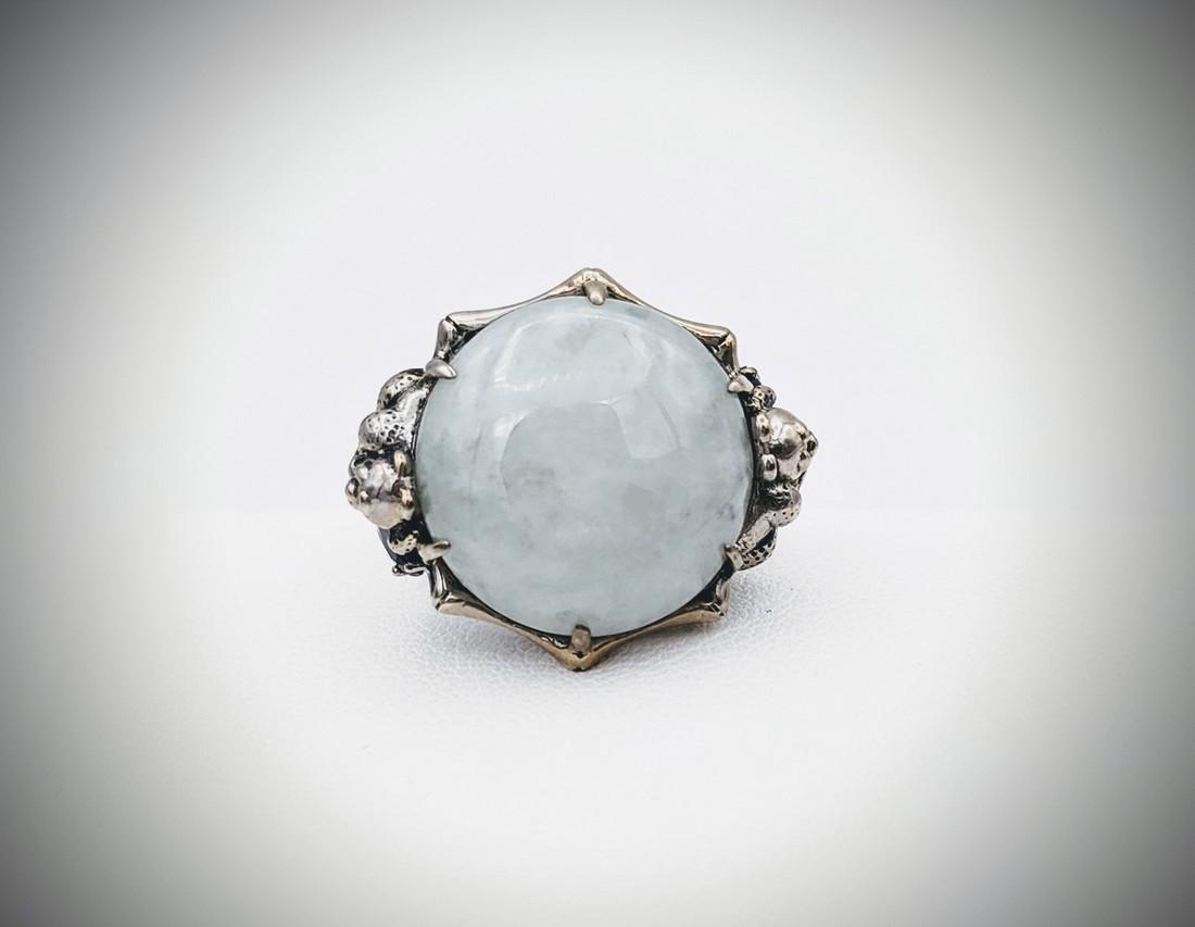 Sterling Silver Sz 7 Panda Ring w Jade & Amethyst Ring (1 of 4)