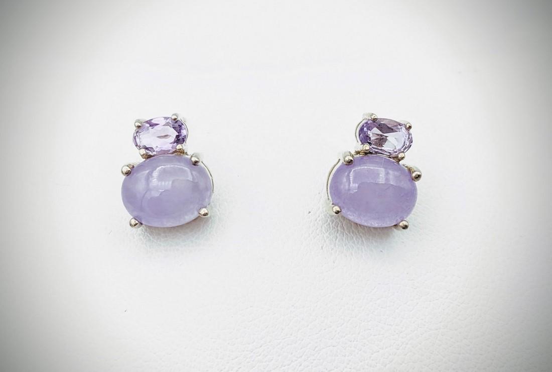 Sterling Silver Violet Jade & Amethyst Earrings (1 of 4)