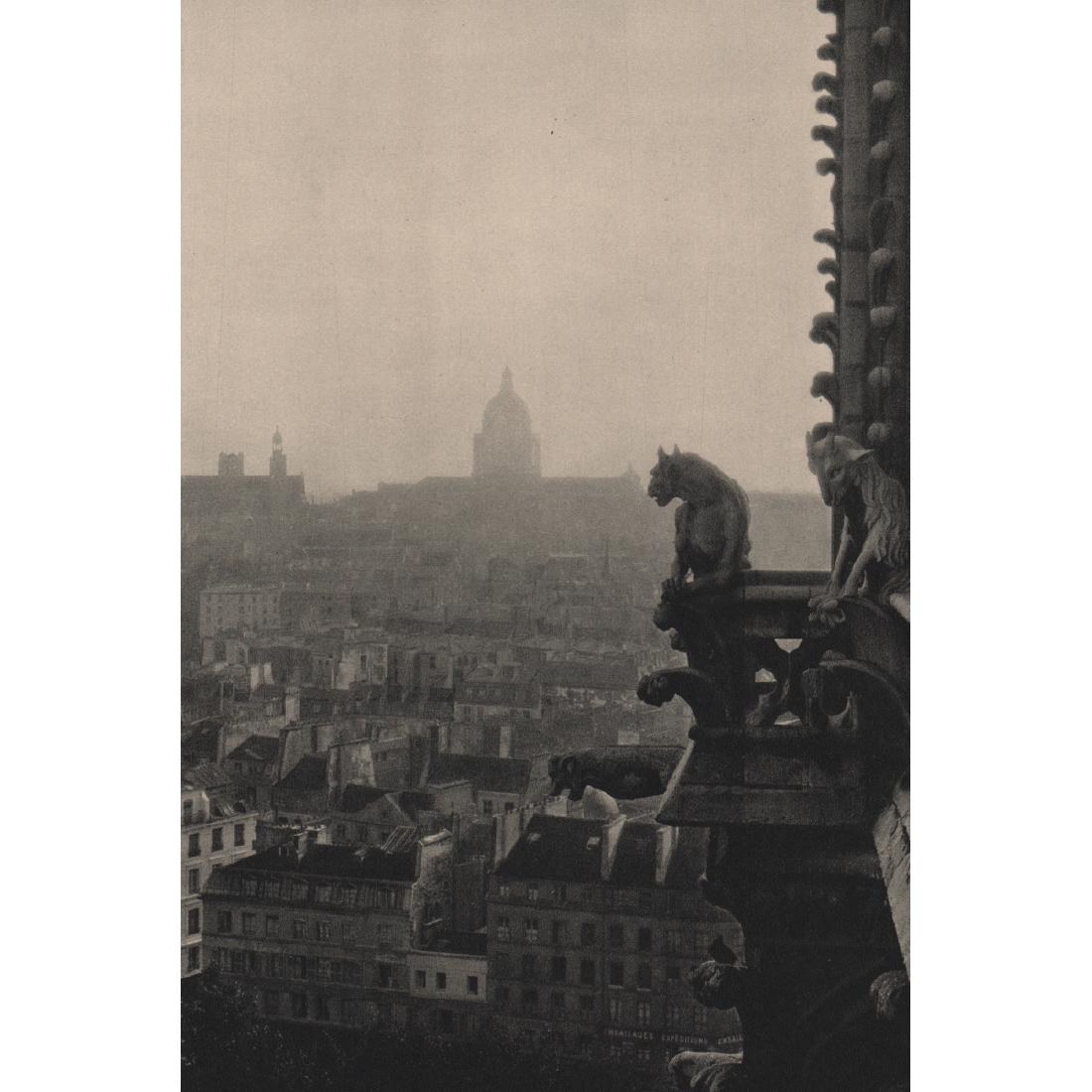 MARIO BUCOVICH - Notre-Dame with the Pantheon in the: Artist: MARIO BUCOVICH Print Title: Notre-Dame with the Pantheon in the background Medium: Sheet-fed Gravure Printing Date: 1920's Printed in Germany Image Size: 6 x 8.5 inches Mario von Bucovich (188