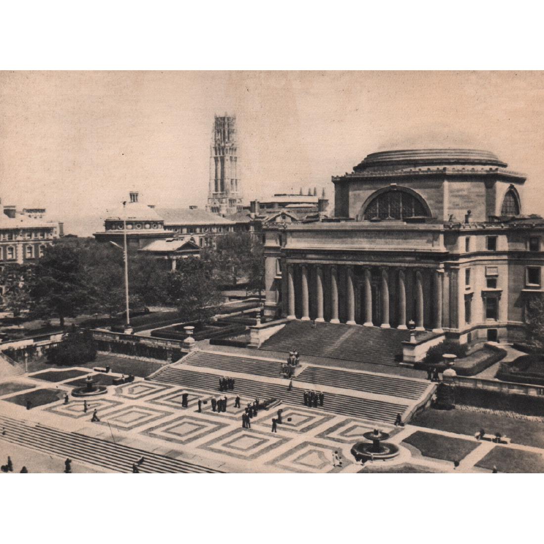 DANIEL WRONECKI - Columbia University: Artist: DANIEL WRONECKI Print Title: Columbia University Medium: Sheet-fed Gravure Printing Date: 1940's Printed in France Image Size approx: 6.5 x 4.75 inches Reserve: $30.00 Shipping: Domestic: Flat