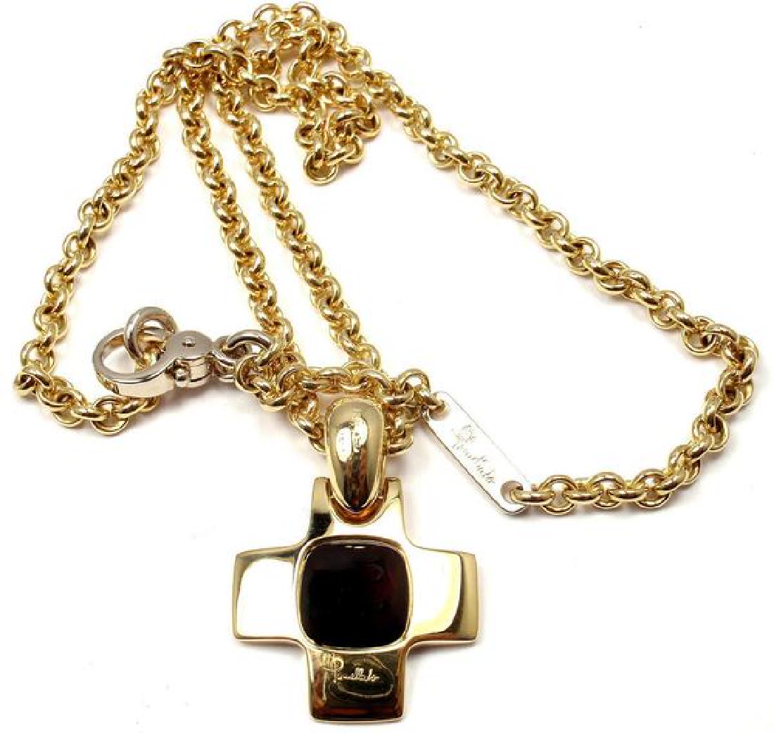 New! Authentic Pomellato 18k Yellow Gold Garnet Cross (1 of 11)