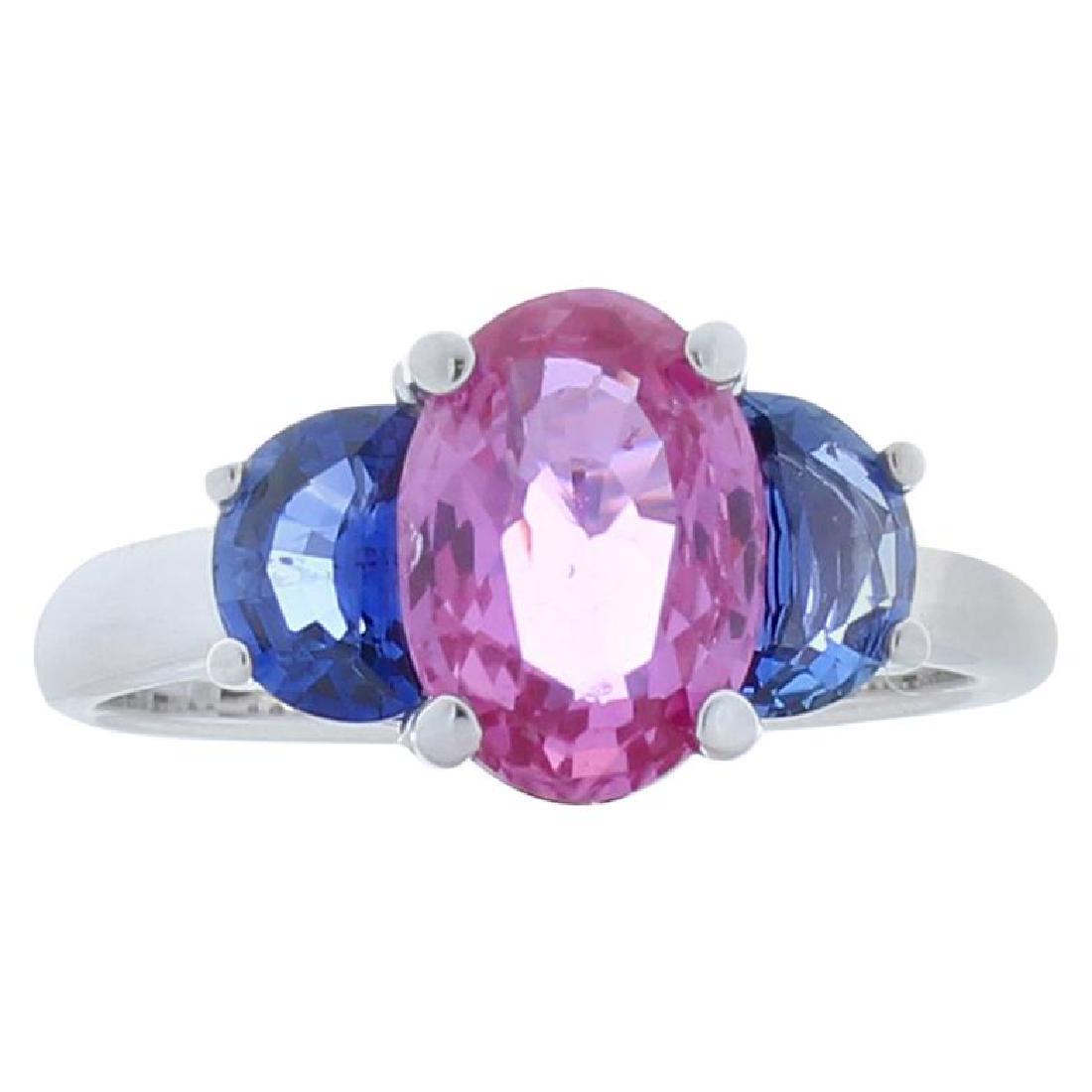 2.29 Carat Oval Pink Sapphire & Half Moon Blue Sapphire (1 of 6)