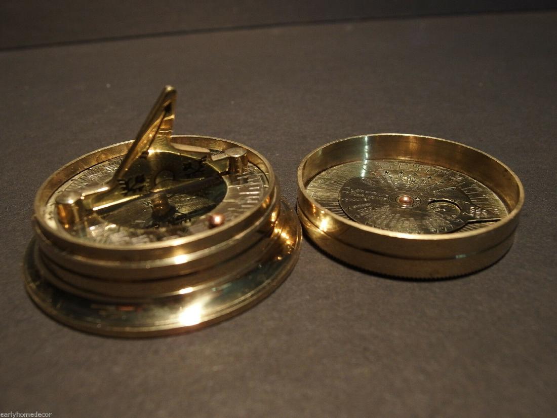 Brass Wing Sundial w Lid Pocket Watch Compass: Reserve: $20.00 Shipping: Domestic: Flat-rate of $6.00 to anywhere within the contiguous U.S. International: Foreign shipping rates are determined by destination. Combined shipping: Please ask about c