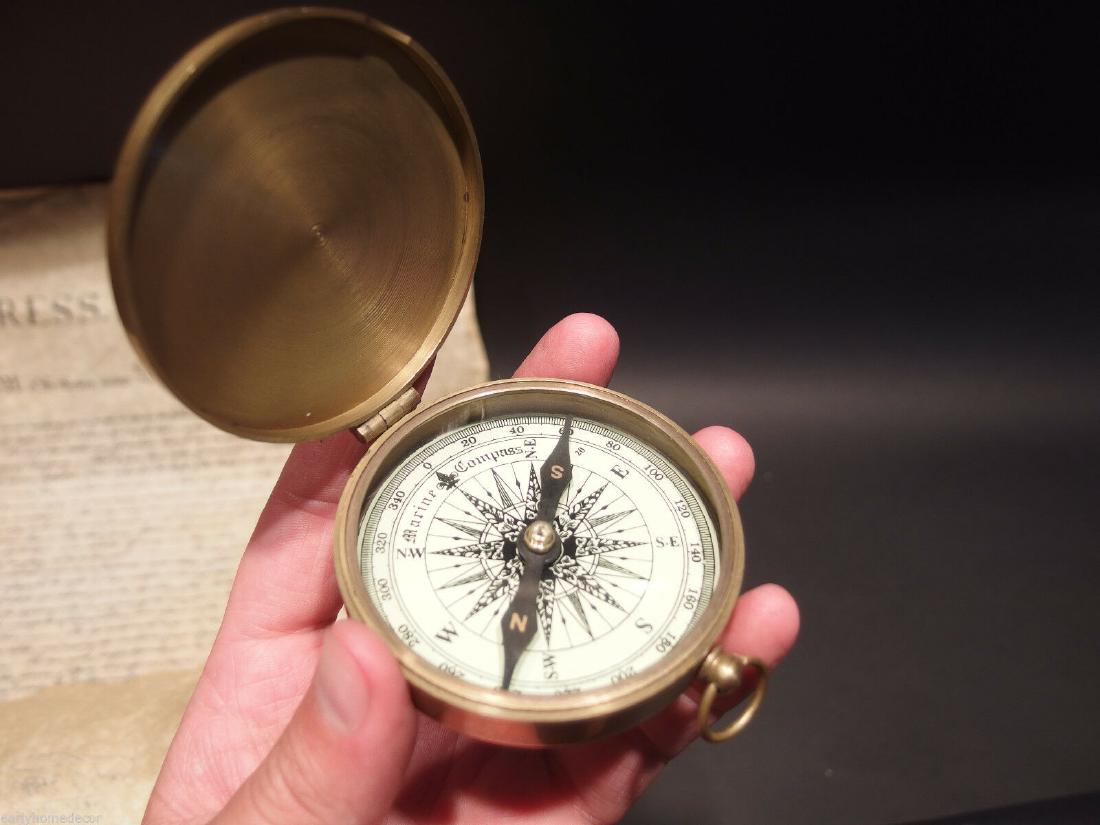 3" Brass Heavy Maritime Navigational Compass: 3" Wide 3/4" Thick Nice reproduction of an antique compass. Great heavy quality piece made to look like an original! Reserve: $25.00 Shipping: Domestic: Flat-rate of $7.00 to anywhere within the conti