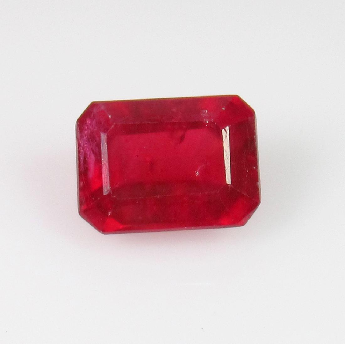 2.67 Ct Genuine Red Ruby 8X6 mm Emerald Cut (1 of 2)