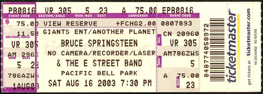 Bruce Springsteen Ticket (1 of 1)