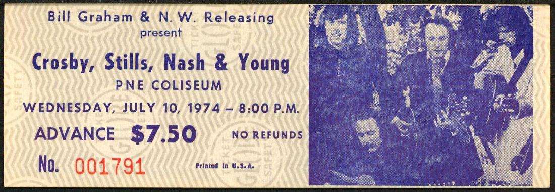 Crosby, Stills, Nash & Young - PNE Coliseum Ticket (1 of 1)