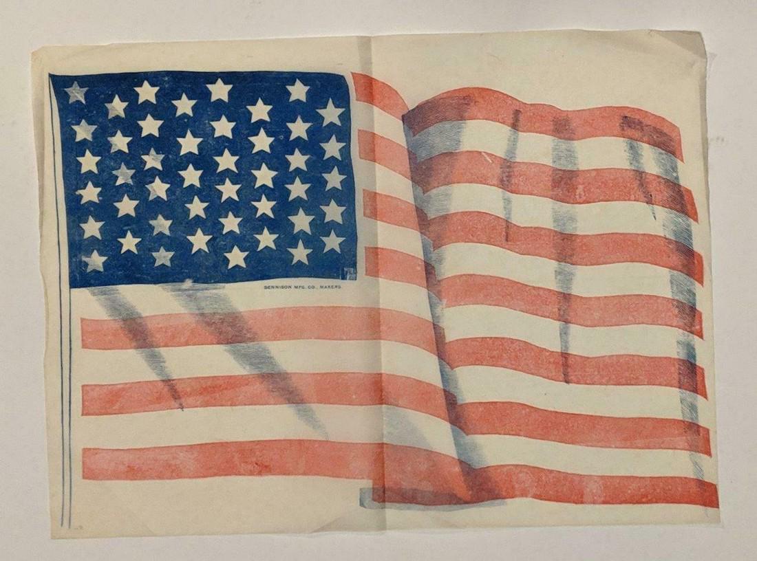 Ca.1891 Vtg. 44 Star US American Flag Printed on Tissue (1 of 2)