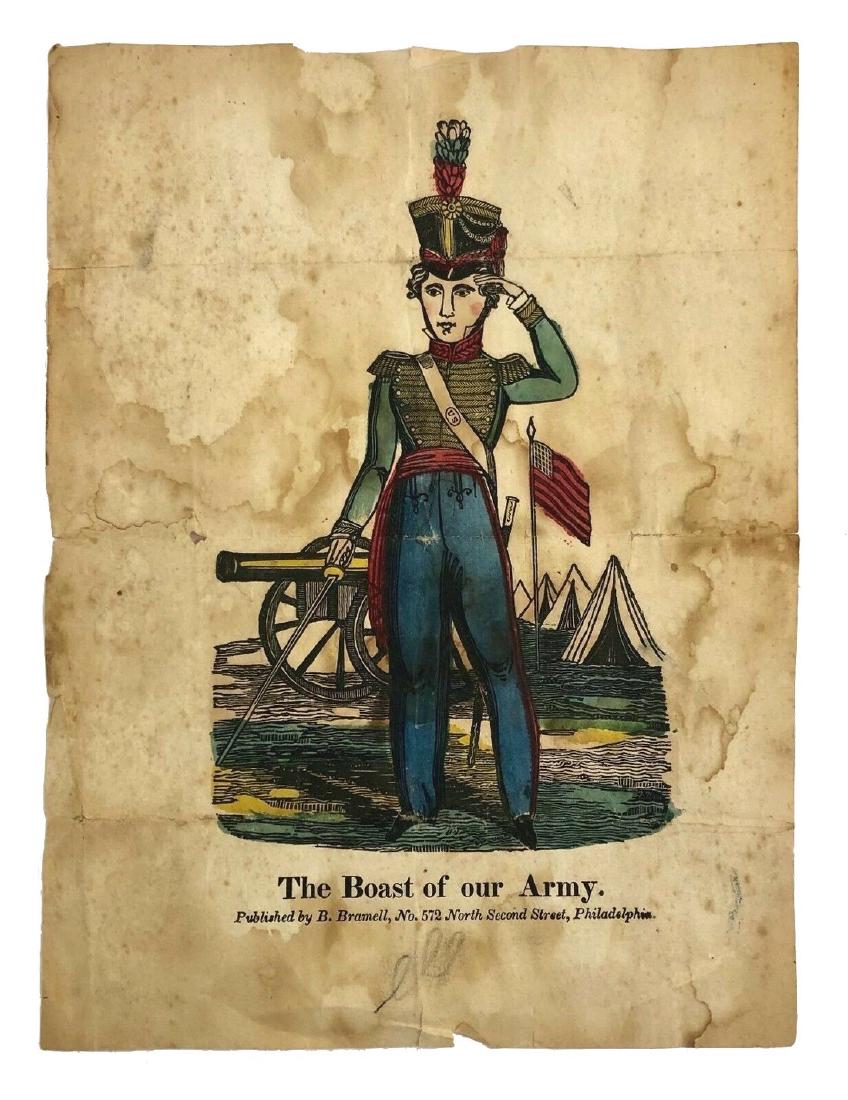 Antique 19thc American Soldier Flag H/C Penny Print (1 of 1)