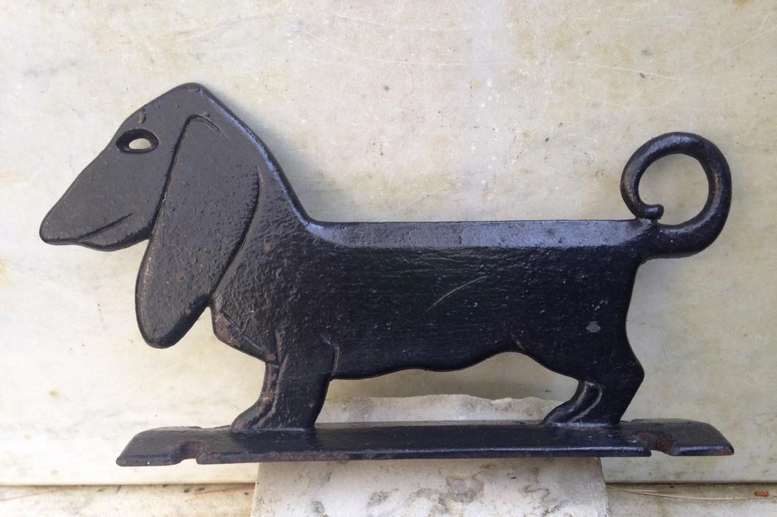 C1930's Cast Iron Dachshund Foot Scraper With Old Black (1 of 6)