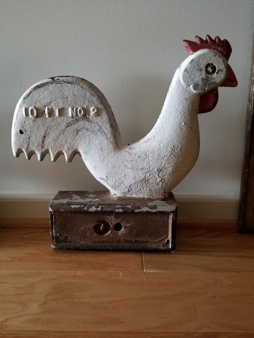 Cast Iron Rooster Windmill Weigh In Old Paint (1 of 5)