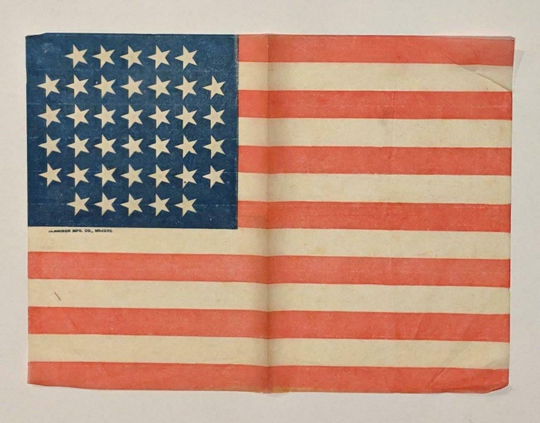 Ca. 1877 Vintage 38 Star U.S. American Flag Printed on (1 of 2)