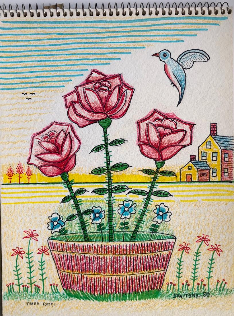 Outsider Art Savitsky, Jack, Three Roses, 1980 (1 of 1)