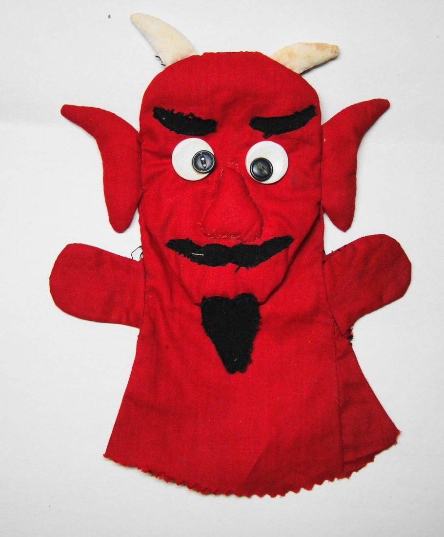 Devil hand puppet made from leftover fabrics and (1 of 2)