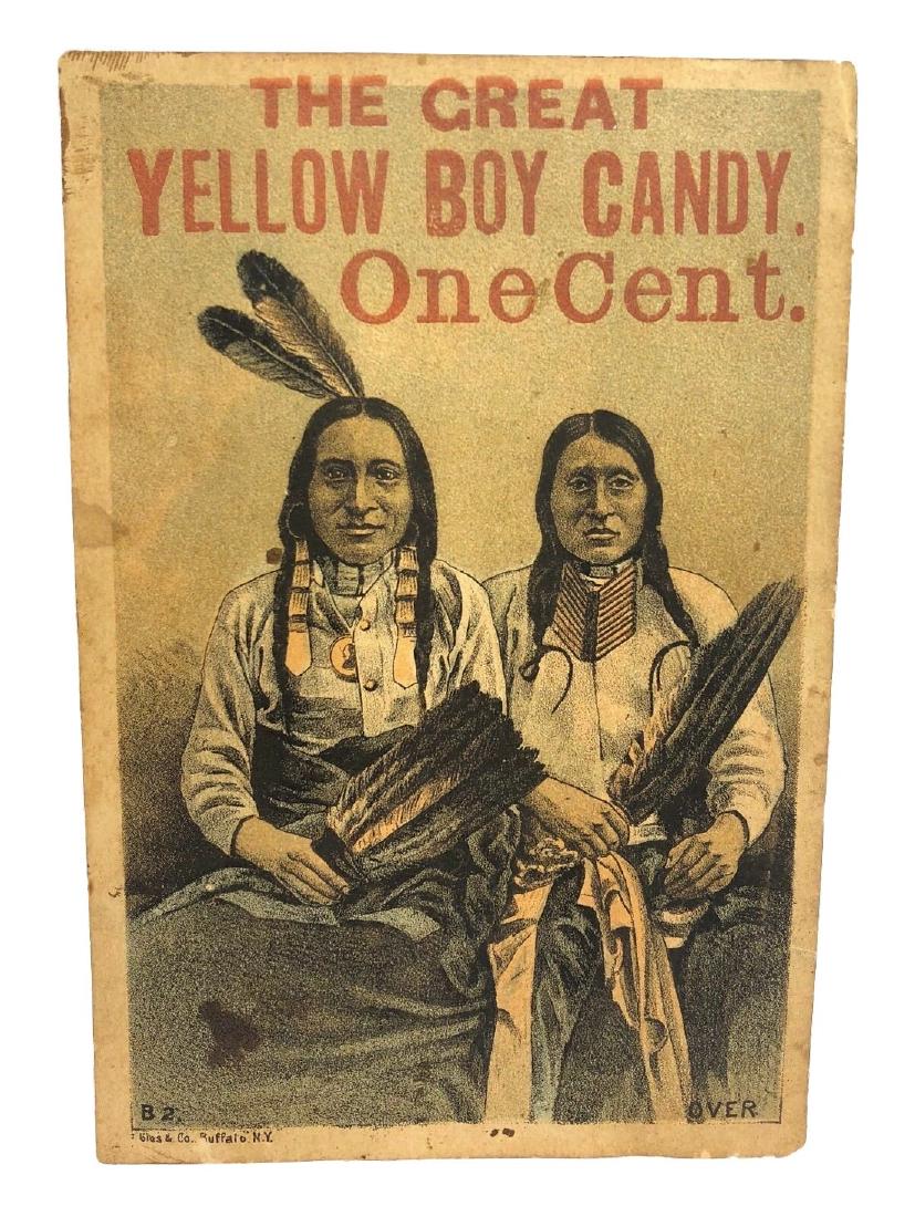 Antique 19thc Sioux Indian Pre Baseball Chewing Gum: Title: Antique 19thc Sioux Indian Pre Baseball Chewing Gum Trade Card Dimension: 3 x 4.5" Provenance:Appears that Yellow Boy refers to the Winchester Rifle that is credited with winning the West, firs