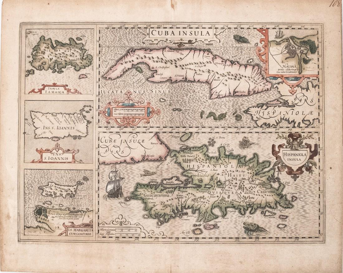 1613 Mercator/Hondius Map of Caribbean Islands -- Cuba (1 of 1)