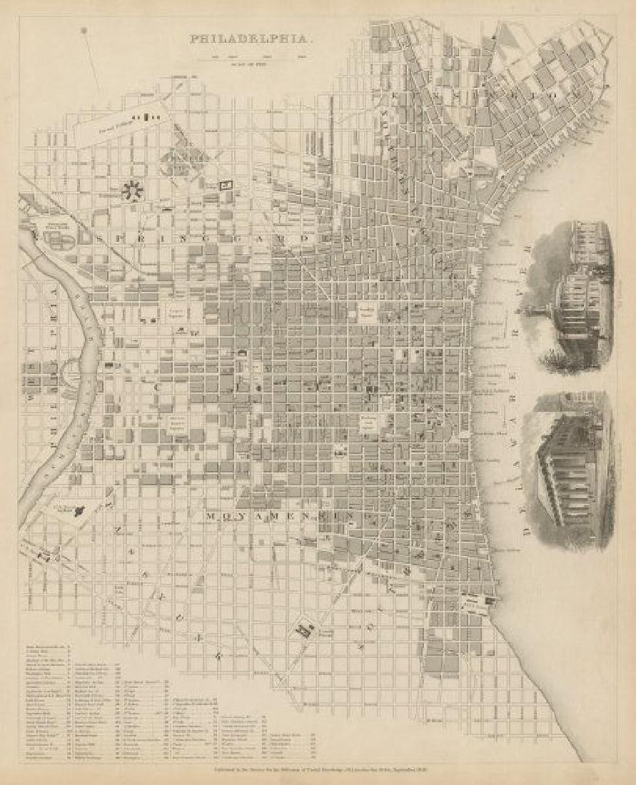 PHILADELPHIA antique town city map plan. Inset US Bank, (1 of 2)
