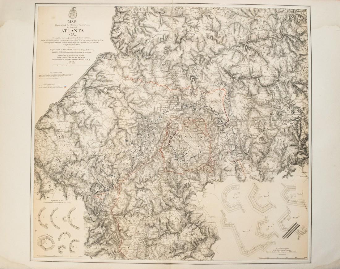 1875 US War Dept. Map of Atlanta Civil War Battle -- (1 of 1)
