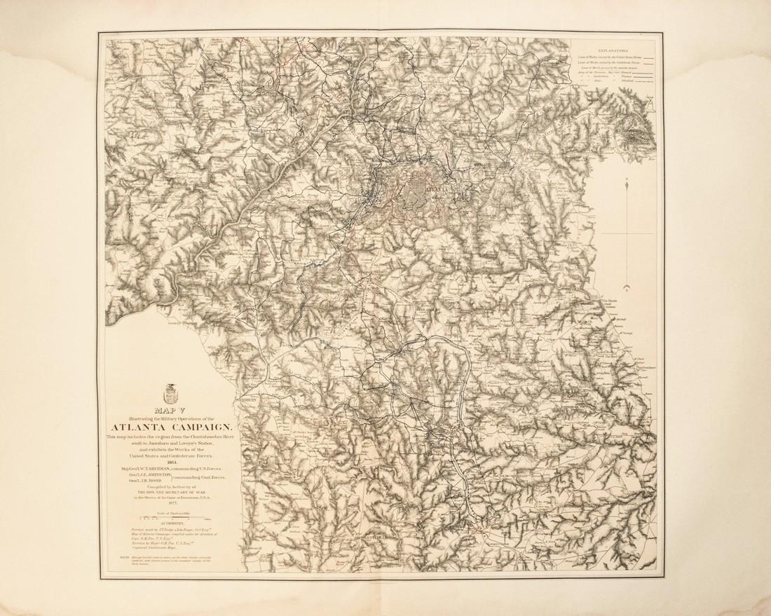 1877 US War Dept. Final Map of Atlanta Civil War Battle (1 of 1)