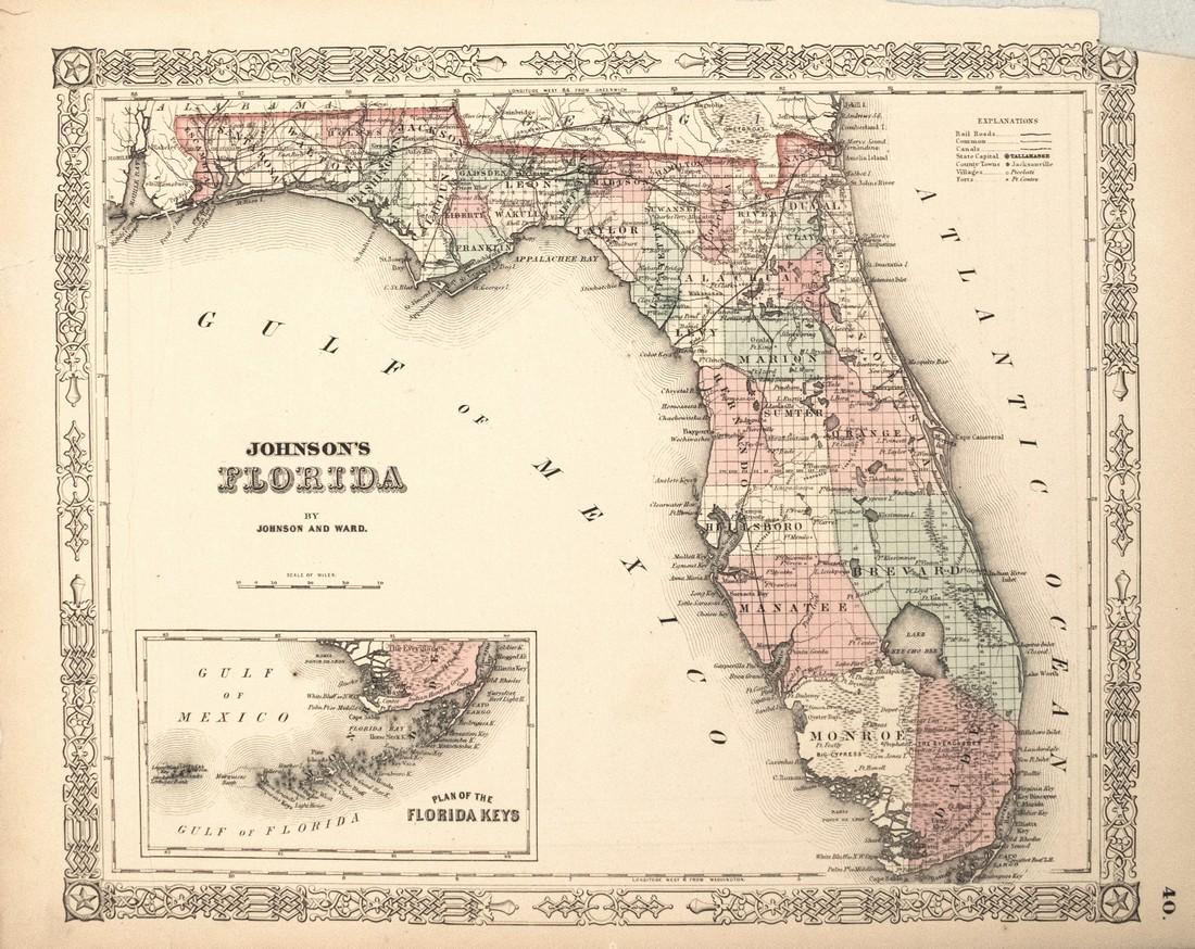1863 Johnson Map of Florida -- Johnson's Florida (1 of 1)