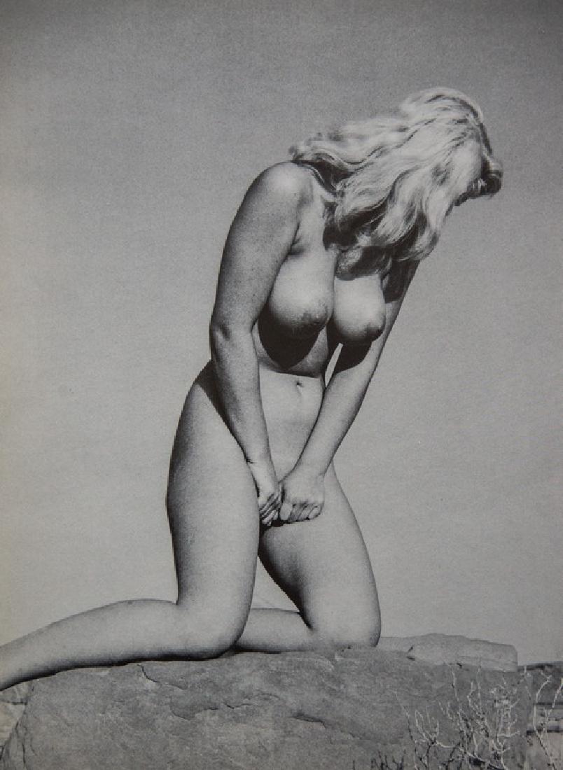 Andre De Dienes - Nude Kneeling on Rock: Artist: De Dienes, Andre Title: Nude Kneeling on Rock Medium: Photo Litho, 1966, USA Dimensions: 8.75x11.9" Additional Information: Heat Wax Mounted on 14x18" Conservation Board Andre De Dienes was a