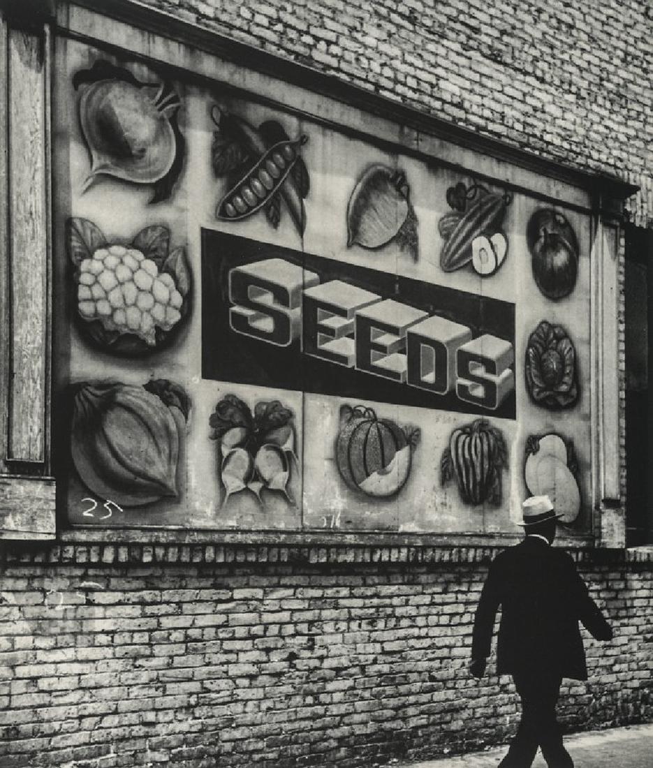 John Gutmann - Sign (Seeds) California, 1937: Artist: Gutmann, John Title: Sign (Seeds) California, 1937 Medium: Photo Litho, 2000, Spain Dimensions: 7.4x8.7" Additional Information: Heat Wax Mounted on 11x14" Conservation Board John Gutmann (190