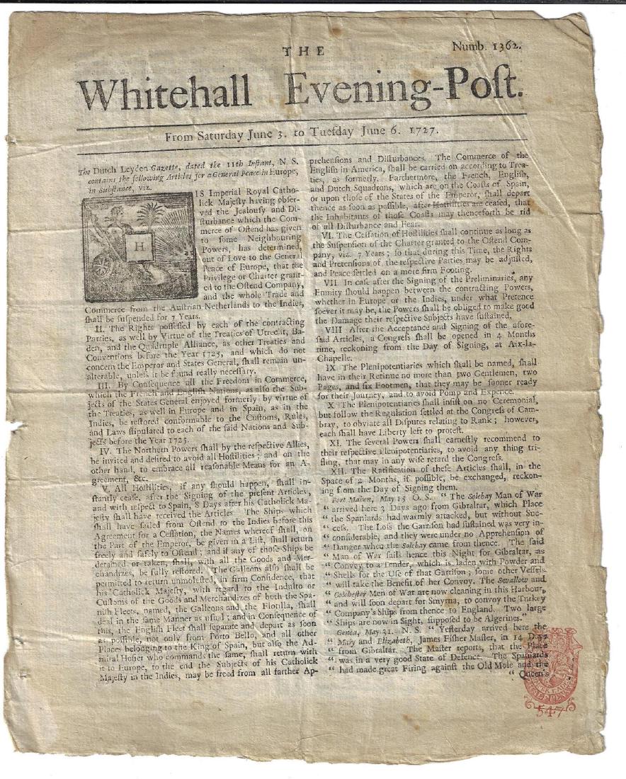 1727 Whitehall Evening Post Gibraltar (1 of 2)