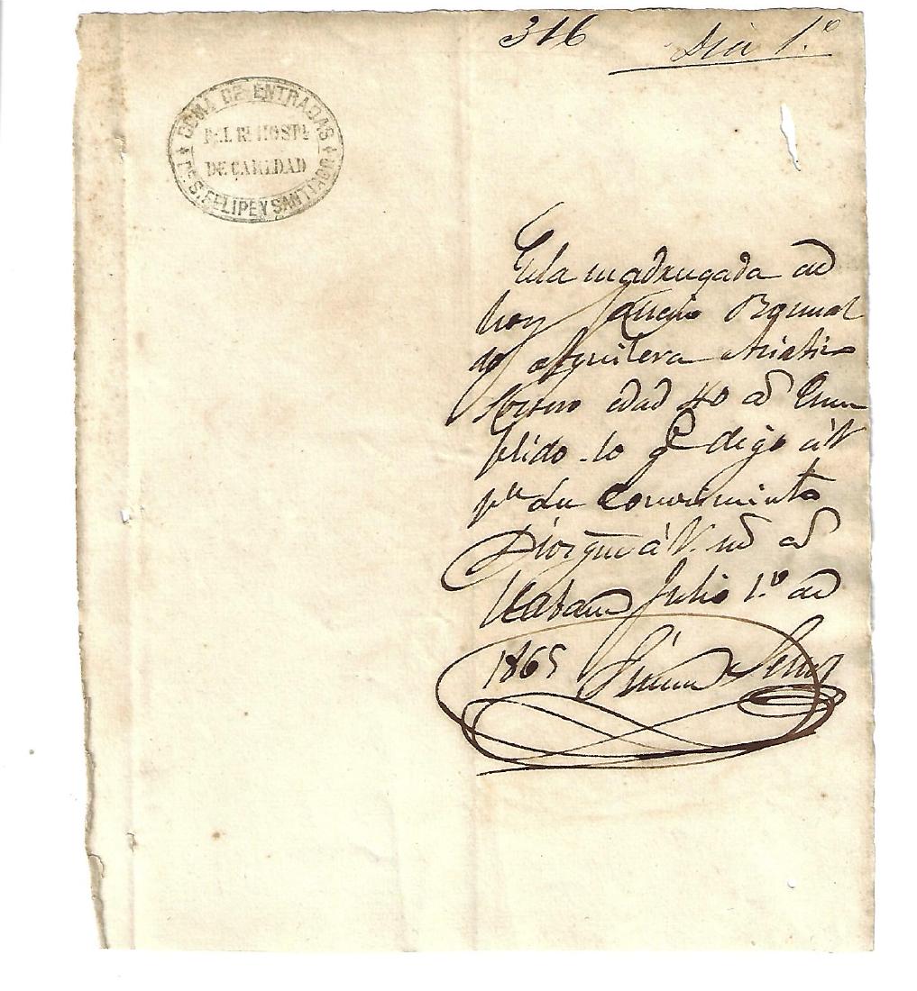 1865 Manuscript Havana Cuba Death of Asian (1 of 1)